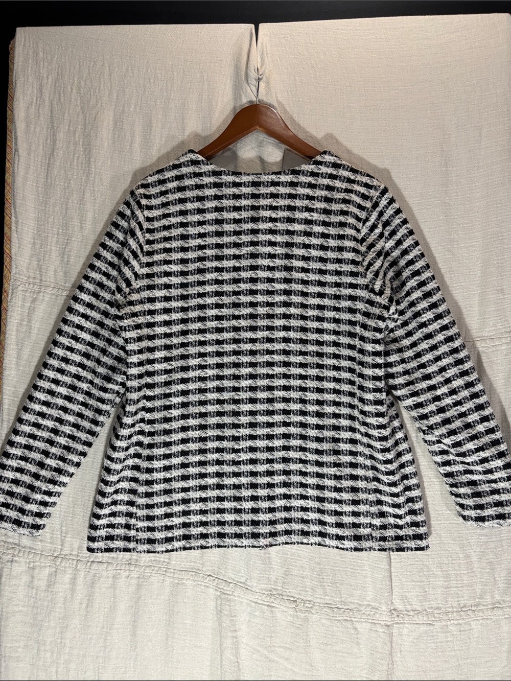 Susan Graver NWT Black and White Plaid Tweed Jacket Blazer L - Picture 8 of 8